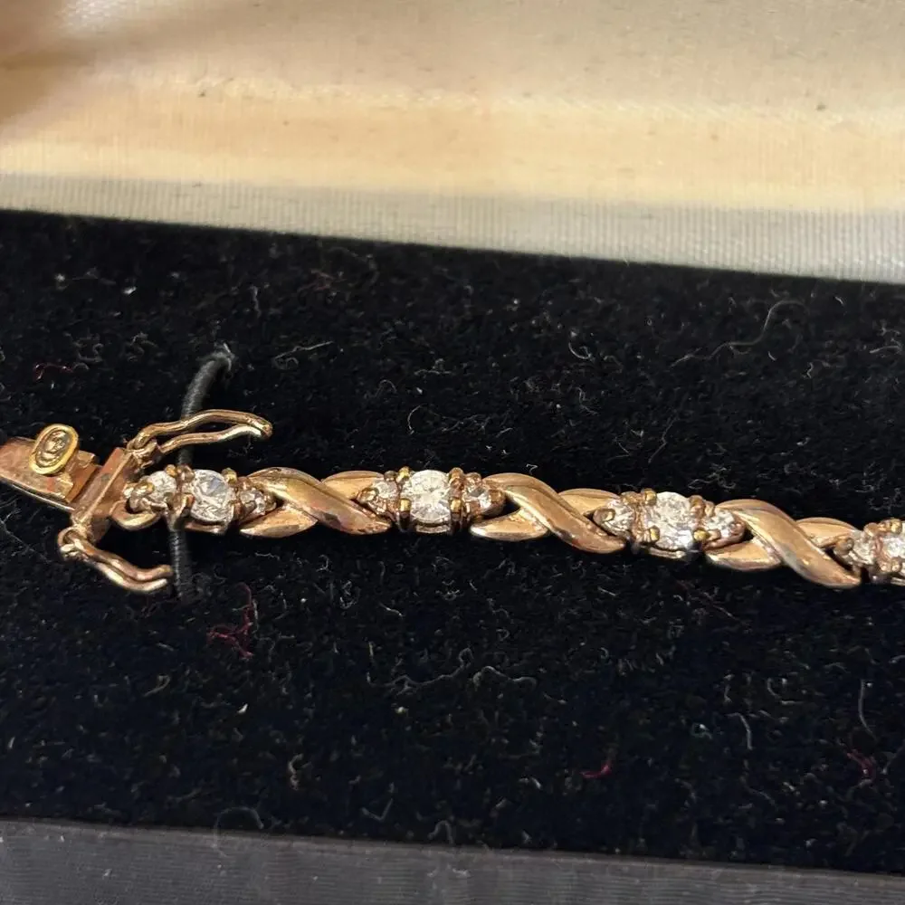 Vtg Vermeil sterling & clear tourmaline tennis bracelet - Picture 3 of 4